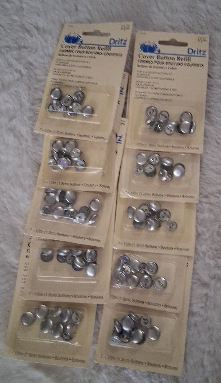 Dritz Cover Button Refill 7-1/2in (1.3cm) Buttons lot of 10